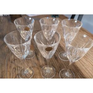 Cristal D'Arques Crystal Clear Cut Sherry Glass Cassandra Durand Set Six Barware